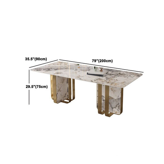 グラムダイニングテーブルセット1/2/3/5/7 PCS布張りの椅子付きの焼結石ダイニングテーブル