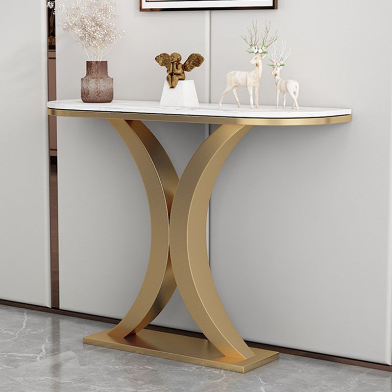 Tavolo console in marmo glam mezza luna astratto 12 "w tavolo accento per sala
