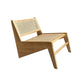 Mid-century Modern Style Wood Armless Woven Back Lounge Accent Chair