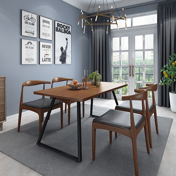 Industrial 1/2/3/5/7 Pieces Dining Set Rectangular Solid Wood Indoor Dinette Set Clearhalo 'Dining Room Sets' 'Dining Tables & Seating' 'dining_room_set' 'furn' 'furn_dining_room_set' 'Furniture' 'Kitchen & Dining Furniture' 1200x1200_e051cb6e-956c-4042-a3de-a78399aa26b1