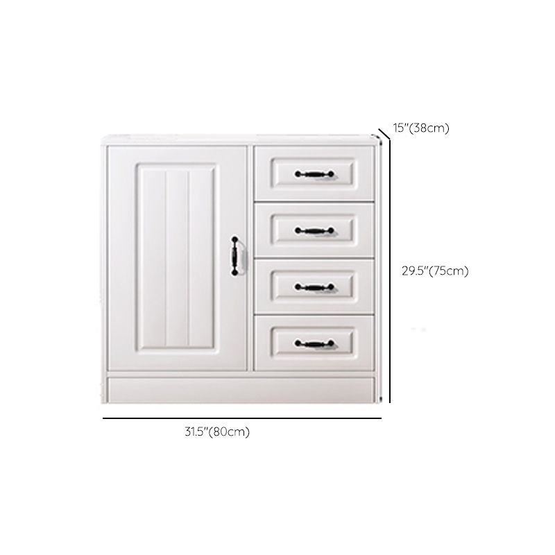 Mobile moderno accento bianco con scaffali e cassetti in legno