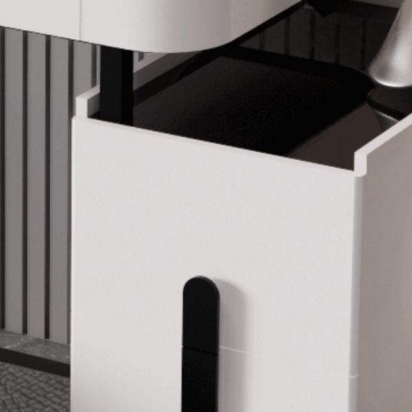 Copeador de maquillaje de cuero moderno de tocador moderno de mediados de siglo con espejo y taburetes