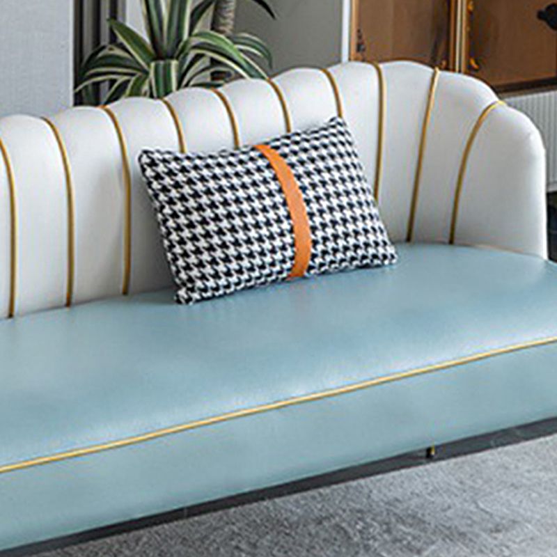 Faux Leather Modern Recessed Arm Sofa Standard Sofa with Sewn Pillow Back Clearhalo 'furn' 'furn_sofas' 'Furniture' 'furniture_sofas' 'Living Room Furniture' 'Sofa' 'sofas' 1200x1200_e054d2c6-c3c0-425a-96db-f22db39de787