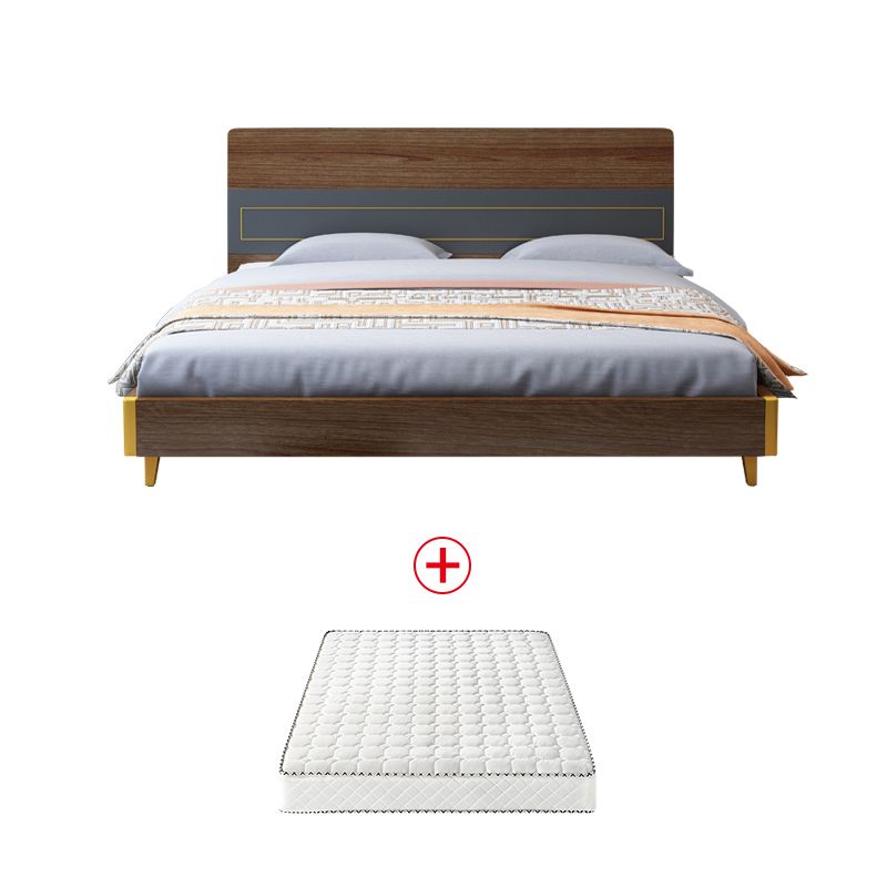 Espresso Panel Bed Mid-Century Modern Standard Bed with Headboard Clearhalo 'Bedroom Furniture' 'Beds' 'furn' 'furn_beds' 'Furniture' 1200x1200_e055cd44-520b-43a2-b500-ee3c766d87ee