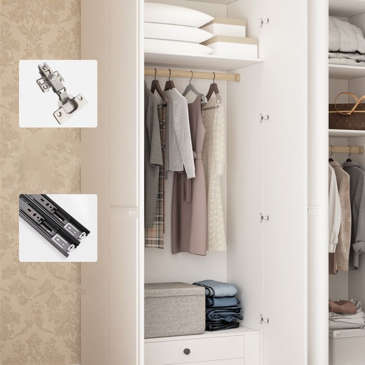 Engineered Wood Wardrobe Cabinet with Garment Rod Modern Wardrobe Closet