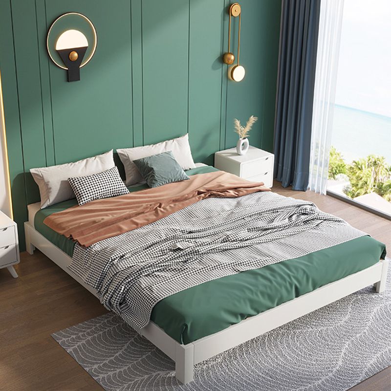 Modern White Platform Bed Solid Wood Platform Bed Frame with Headboard Clearhalo 'Bedroom Furniture' 'Beds' 'furn' 'furn_beds' 'Furniture' 1200x1200_e0595bbf-7d51-4e5c-8174-91d92ae19503