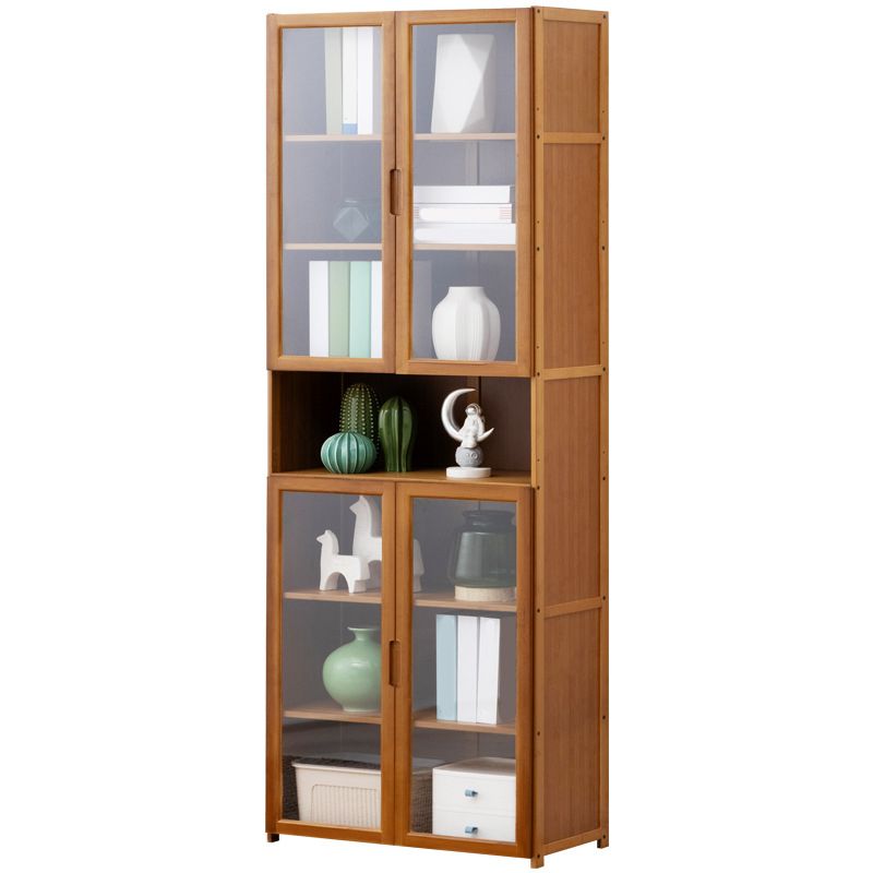 Contemporary Standard Shelf Bookcase Bamboo Book Shelf with Doors