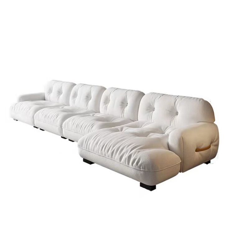White Sofa with Built-in Armrest and Tufted Back Leather/techno Fabric Sectional Clearhalo 'furn' 'furn_sectionals' 'Furniture' 'Living Room Furniture' 'Sectionals' 1200x1200_e05ce500-49fc-45dd-85c5-5debae42a75c