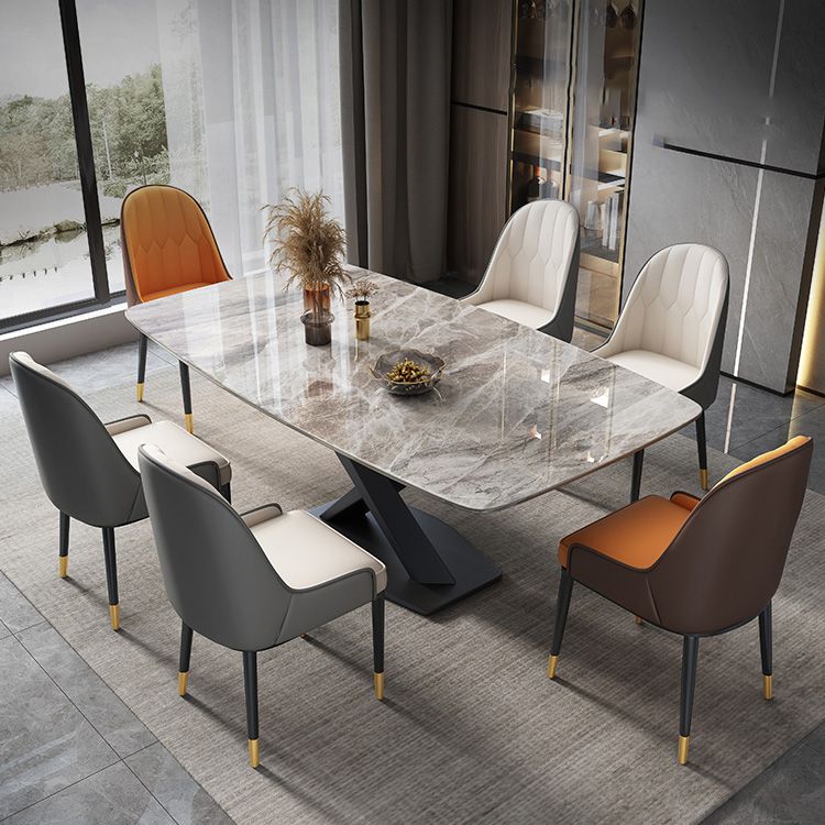 Glam Dinner Table Rectangle Stone Dining Room Table for Home Clearhalo 'Dining Tables & Seating' 'Dining Tables' 'dining_table' 'furn' 'furn_dining_table' 'Furniture' 'Kitchen & Dining Furniture' 1200x1200_e05d9f14-bedc-4d6e-8f25-4a2ca85f35d3