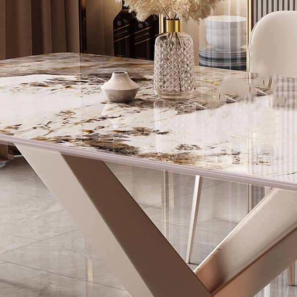 Mesa de comedor rectangular Juego de comedor de piedra 1/5/7 PCS con sillas tapizadas
