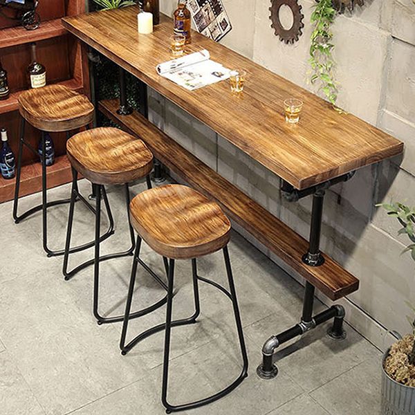 Mesa de pub contemporánea Mesa de bar rectangular de madera maciza para interiores