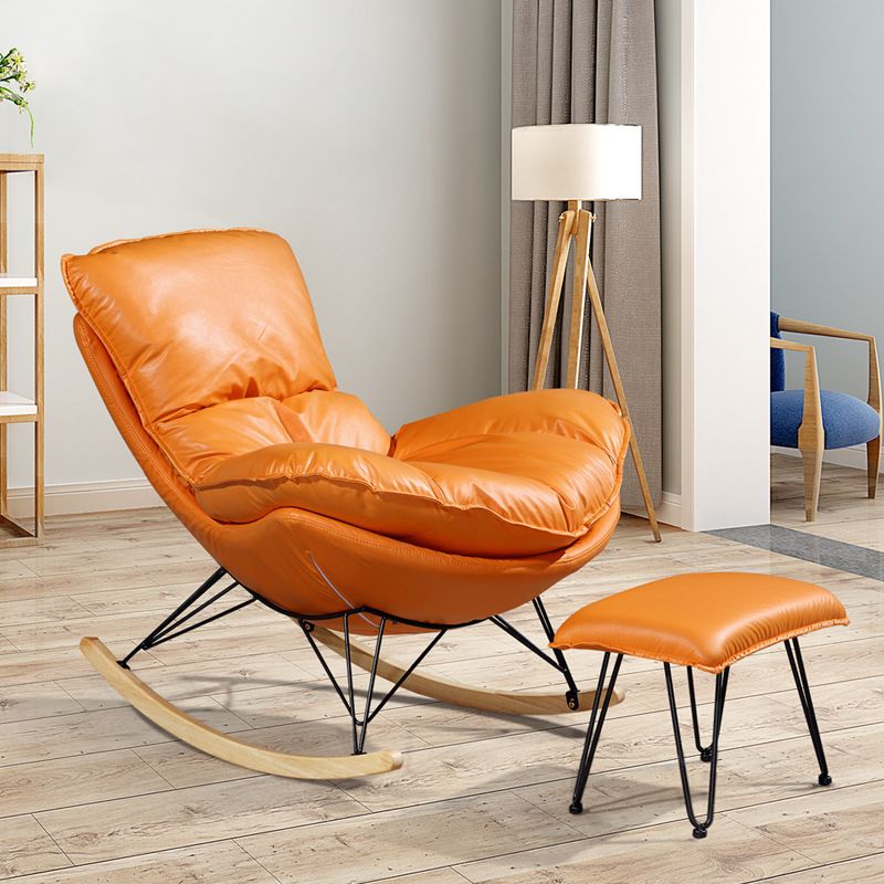 Chaise de rocker de style moderne à fuseau de fuseau de fuseau chaise de culbuteur avec ottoman