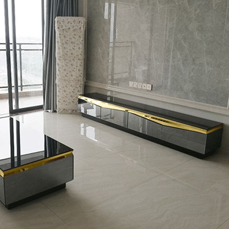 Gabinete de TV de vidrio y madera Preciosa consola de soporte de televisión en casa