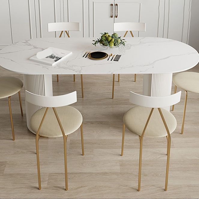 Oval Stone Top Dining Table Modern White Base Dining Table for Living Room Clearhalo 'Dining Tables & Seating' 'Dining Tables' 'dining_table' 'furn' 'furn_dining_table' 'Furniture' 'furniture_dining_table' 'Kitchen & Dining Furniture' 'kitchen' 'kitchen_dining_table' 1200x1200_e0639ea6-f371-4c1d-b0e5-ba470a272285