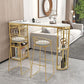 Glam White Marble Bar Table with Specialty Table Top Double Pedestal Table - 42" H Clearhalo 'Bar Furniture' 'Bar Tables' 'bar_tables' 'furn' 'furn_bar_tables' 'Furniture' 'furniture_bar_tables' 'Kitchen & Dining Furniture' 1200x1200_e0644eb2-de6e-4ff5-9ec5-2d42b9284add
