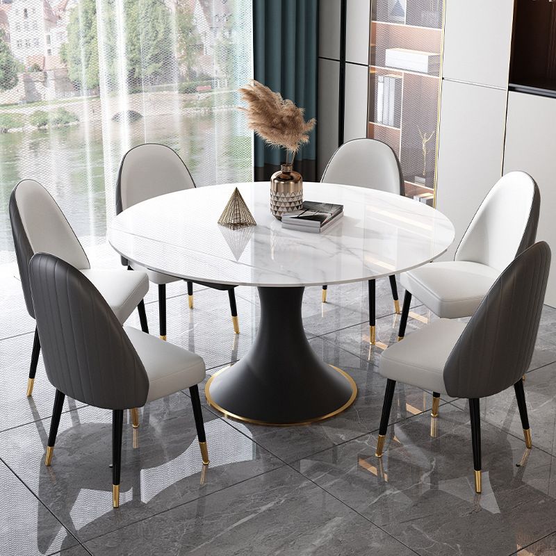 Contemporary Sintered Stone Dining Round Table Set 1/4/5/7 Pieces Dining Set