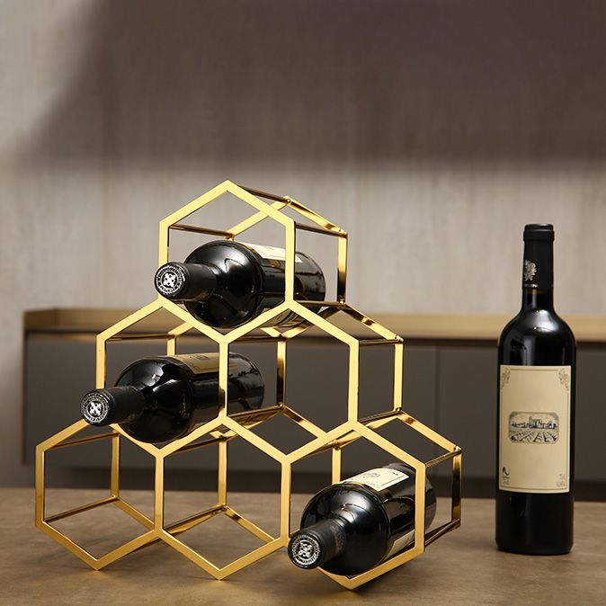 Metal Countertop Wine Glass Rack Modern Stackable Wine Bottle Holder in Gold Clearhalo 'furn' 'furn_wine_racks' 'Furniture' 'Kitchen & Dining Furniture' 'Wine Racks' 'wine_racks' 1200x1200_e0658a97-b090-439b-bab0-7182fd1dd655