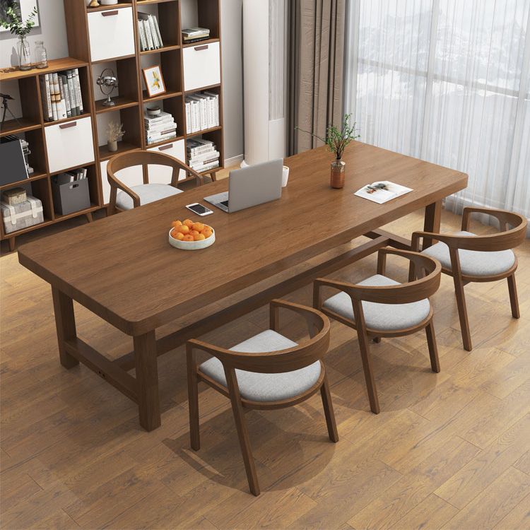 Contemporary Solid Wood Writing Desk 29.53" Tall Rectangle Office Desk with H-Shape Base Clearhalo 'furn' 'furn_office_desk' 'Furniture' 'Office Desks' 'Office Furniture' 'office_desk' 1200x1200_e065a39e-01ca-458e-92d0-19bc761a1b7f