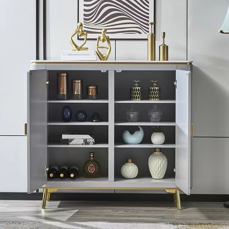 Glam Side Board Faux Marble Sideboard Table with Doors for Dining Room Clearhalo 'buffet_sideboard' 'Buffets & Sideboards' 'furn' 'furn_buffet_sideboard' 'Furniture' 'Kitchen & Dining Furniture' 1200x1200_e06784d1-2c27-4a13-ade4-26f1a4213a67