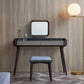 Tocador de maquillaje de madera maciza contemporánea con cajones y taburetes para dormitorio