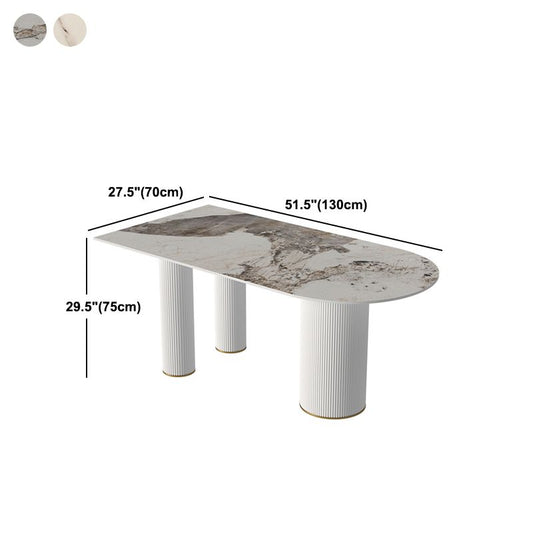 Mesa de comedor de estilo moderno Mesa de piedra sinterizada con base de metal para el hogar