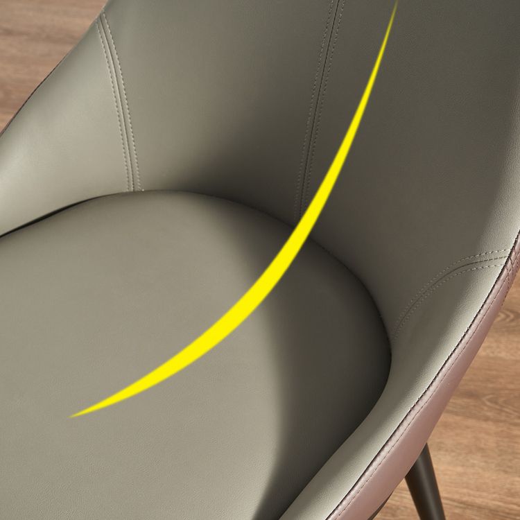 Silla de espalda sólida sillas laterales de comedor de cuero de estilo industrial