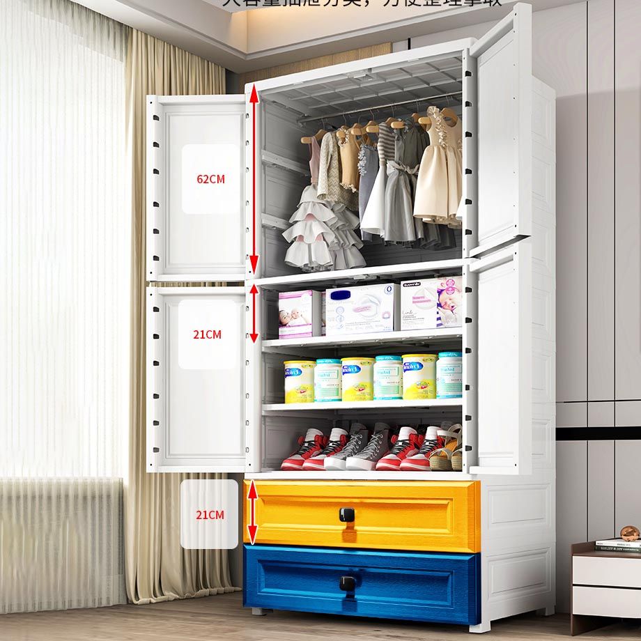 Plastic Wardrobe Armoire Contemporary Hinged Wardrobe Cabinet Clearhalo 'Armoires & Wardrobes' 'armoires_wardrobes' 'Bedroom Furniture' 'furn' 'furn_armoires_wardrobes' 'Furniture' 1200x1200_e06fad14-75b1-4d66-9365-6dae2ae2a600