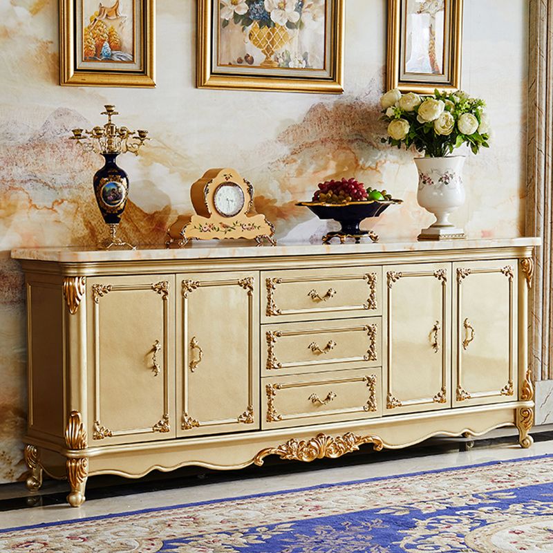 Glam Sideboard a 2 porte in Sideboard in legno di quercia dorata con marmo per soggiorno