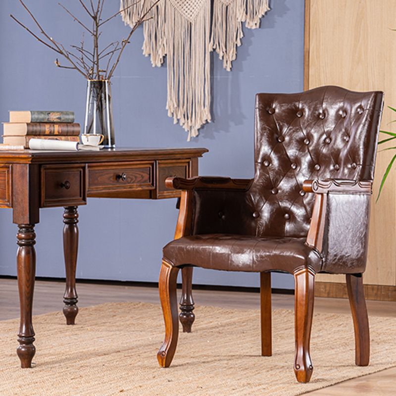 Wood French Country Dining Arm Chair with Color Cushion Parsons Chair for Home Clearhalo ' kitchen&dining_furn' 'Dining Chairs' 'Dining Tables & Seating' 'dining_chair' 'furn' 'furn_dining_chair' 'Furniture' 'furniture_dining_chair' 'Kitchen & Dining Furniture' 'kitchen' 1200x1200_e071439d-a51f-4c03-91fc-eaafbec23d49