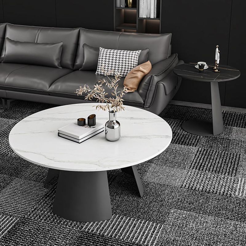 Contemporary Coffee Table Round Faux Marble Cocktail Table Clearhalo 'Coffee & Accent Tables' 'Coffee Tables' 'coffee_tables' 'furn' 'furn_coffee_tables' 'Furniture' 'furniture_coffee_tables' 'Living Room Furniture' 1200x1200_e0730ba5-f264-4f82-9df2-1d0b31a6253c