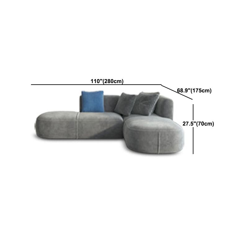 Canapé en velours gris avec chaise 68,9 "d canapé de bras carré avec oreillers