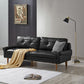 Solid Wood Round Arm Sofa Living Room Tufted Leather Sofa 32.28" H