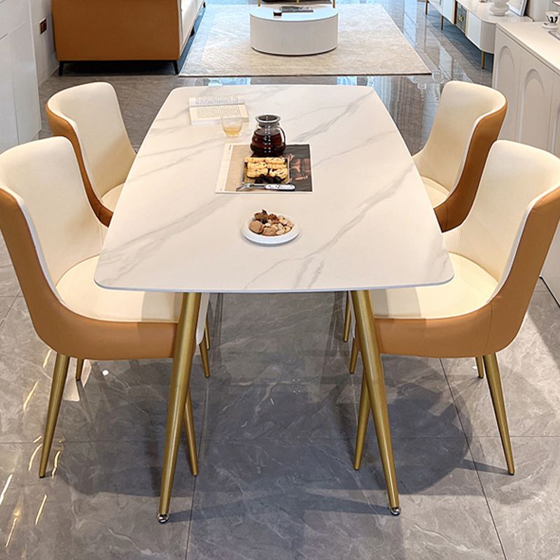 Glam 4 Legs Dining Room Table Sintered Stone Table for Kitchen Clearhalo 'Dining Tables & Seating' 'Dining Tables' 'dining_table' 'furn' 'furn_dining_table' 'Furniture' 'Kitchen & Dining Furniture' 1200x1200_e078408a-e096-4e19-ae72-d4d21acbbb0f