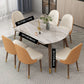 Contemporary Style Sintered Stone Dining Table with Grey Self-Storing Leaf and 4 Legs Base Clearhalo 'Dining Room Sets' 'Dining Tables & Seating' 'dining_room_set' 'furn' 'furn_dining_room_set' 'Furniture' 'furniture_dining_room_set' 'Kitchen & Dining Furniture' 'kitchen&dining_furn' 'kitchen' 1200x1200_e07a0a75-6f4f-4163-ac8f-b15825c5737d