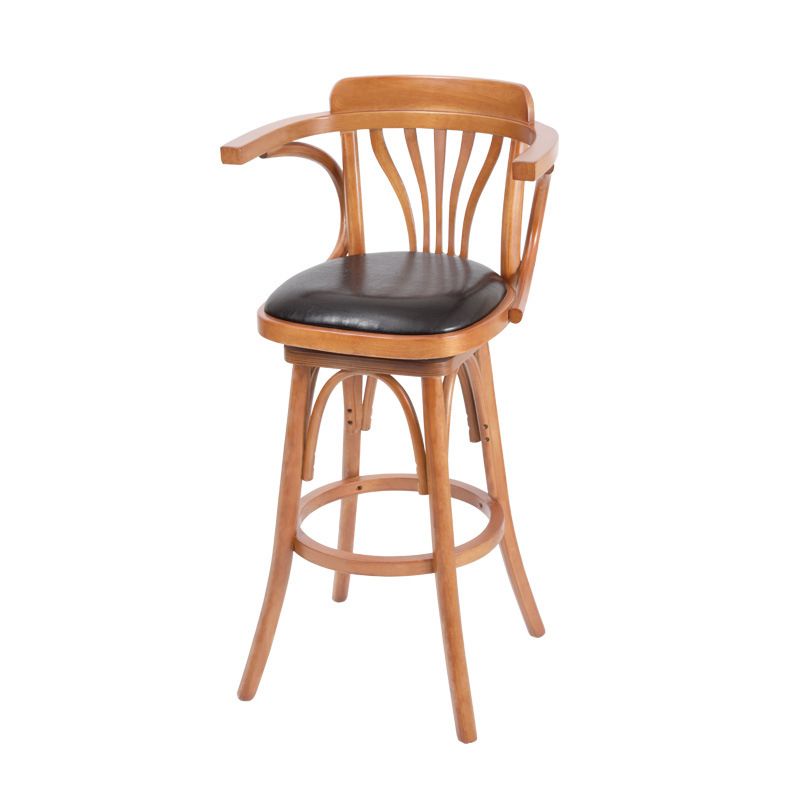 Tabouret de comptoir en bois massif glamour tabouret de bar à barre en cuir faux en cuir