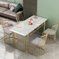 Mesa de comedor de piedra de lujo para mesa rectángulo de restaurante con base de metal