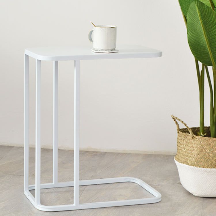 Mid-century Modern Rectangle Top End Table 22.8" Tall Metal C Side Table