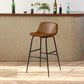 Modern Style Low Back Barstool Pu Leather Counter Bar Stool with Metal Legs for Home