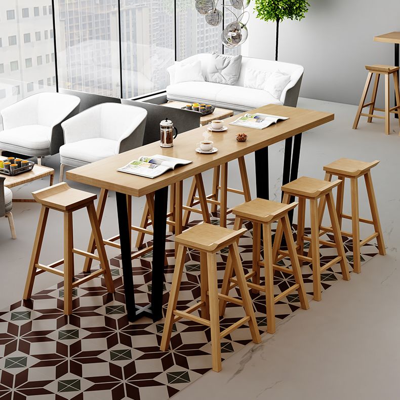 Coffee Shop Glam Bar Height Table Double Pedestal Solid Wood Hall/Pub Table Clearhalo 'Bar Furniture' 'Bar Tables' 'bar_tables' 'furn' 'furn_bar_tables' 'Furniture' 'Kitchen & Dining Furniture' 1200x1200_e07cc525-2b19-4657-9e49-e9acb22a616f