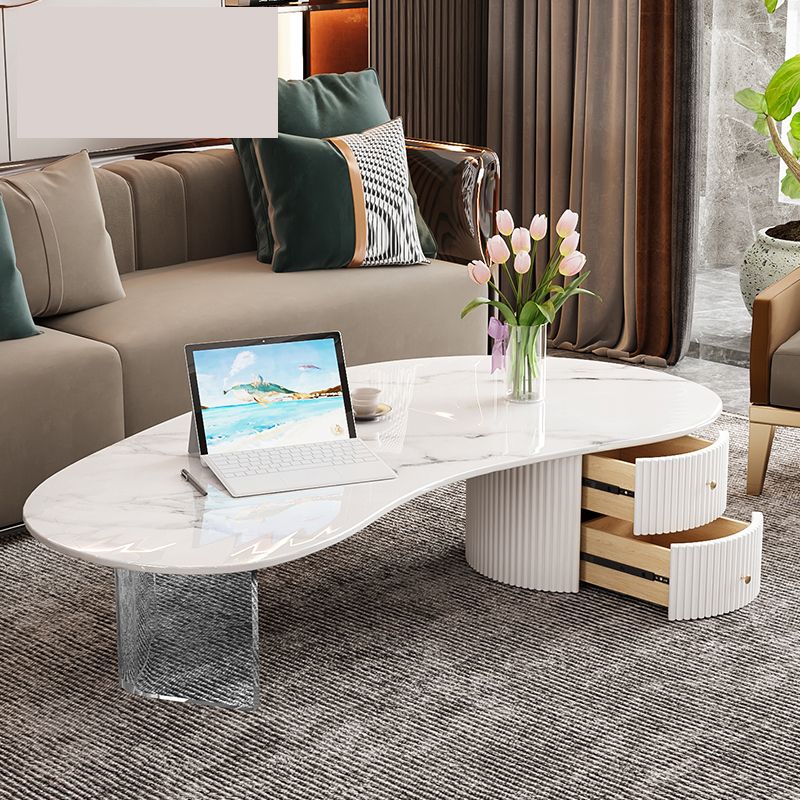 Freiform-Cocktailtisch aus Schiefer, abstrakter Couchtisch mit 2 Schubladen