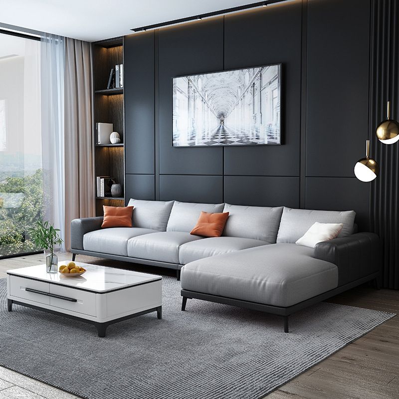 Braccio quadrato sciolto retro sezionale con chaise fauci in pelle 4 posti sezionale