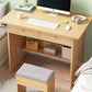 Bureau de bureau en bois moderne bureau de forme rectangulaire avec 2 jambes en blanc / naturel