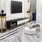 Glam – console sur pied en verre, tiroirs inclus, console multimédia avec pieds