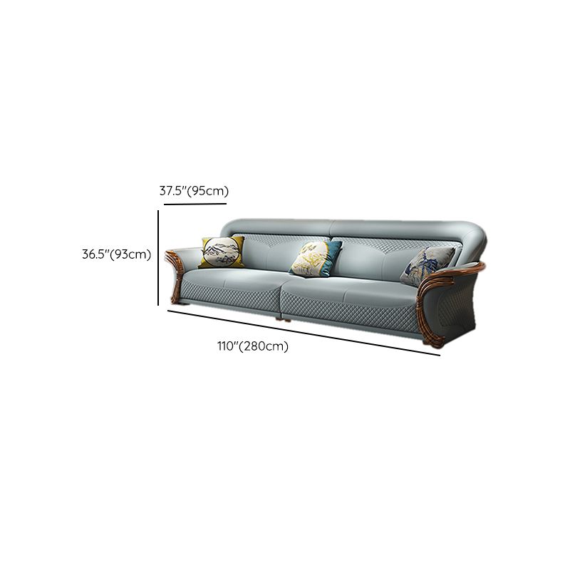Solid Wood Contemporary Genuine Leather Flared Arm Sofa with Pillows Clearhalo 'furn' 'furn_sofas' 'Furniture' 'Living Room Furniture' 'Sofa' 'sofas' 1200x1200_e08152a7-f880-482a-8933-ccd7831fa7a7
