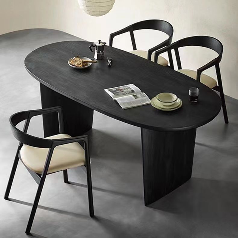 Eetkamer eettafel dubbele voetstuk houten eettafel in zwart