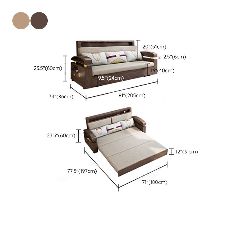 Glam Convertible Sofas Solid Wood Foldable Sleeper Sofa with Storage Clearhalo 'furn' 'furn_futons' 'Furniture' 'Futons & Daybeds' 'Futons' 'Living Room Furniture' 1200x1200_e082d2af-9b49-4af2-af04-2973898d6f35