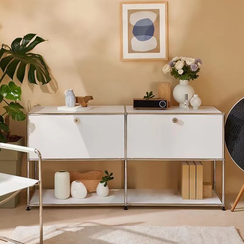 Server di archiviazione contemporanea in acciaio inossidabile di colore bianco