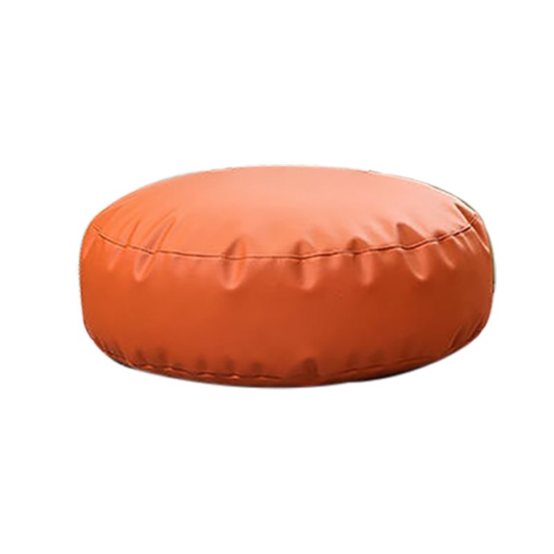 Modern Pouf Ottoman Faux Leather Upholstered Solid Color Round Ottoman