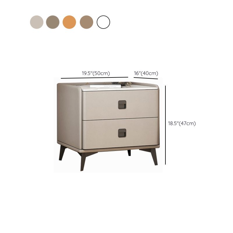 Contemporary Accent Table Nightstand Stone Night Table with 2 Drawers Clearhalo 'Bedroom Furniture' 'furn' 'furn_night_stand' 'Furniture' 'night_stand' 'Nightstands' 1200x1200_e087dea9-23c5-43a4-953c-d54084a8dca1