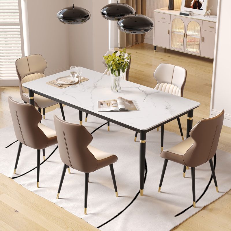 Nordic 1/4/5/7 Pieces Dining Set Rectangle Stone Dining Table for Dining Room Kitchen Clearhalo 'Dining Room Sets' 'Dining Tables & Seating' 'dining_room_set' 'furn' 'furn_dining_room_set' 'Furniture' 'Kitchen & Dining Furniture' 1200x1200_e08907e9-0bc9-4a6f-8052-fdc734cc3a96
